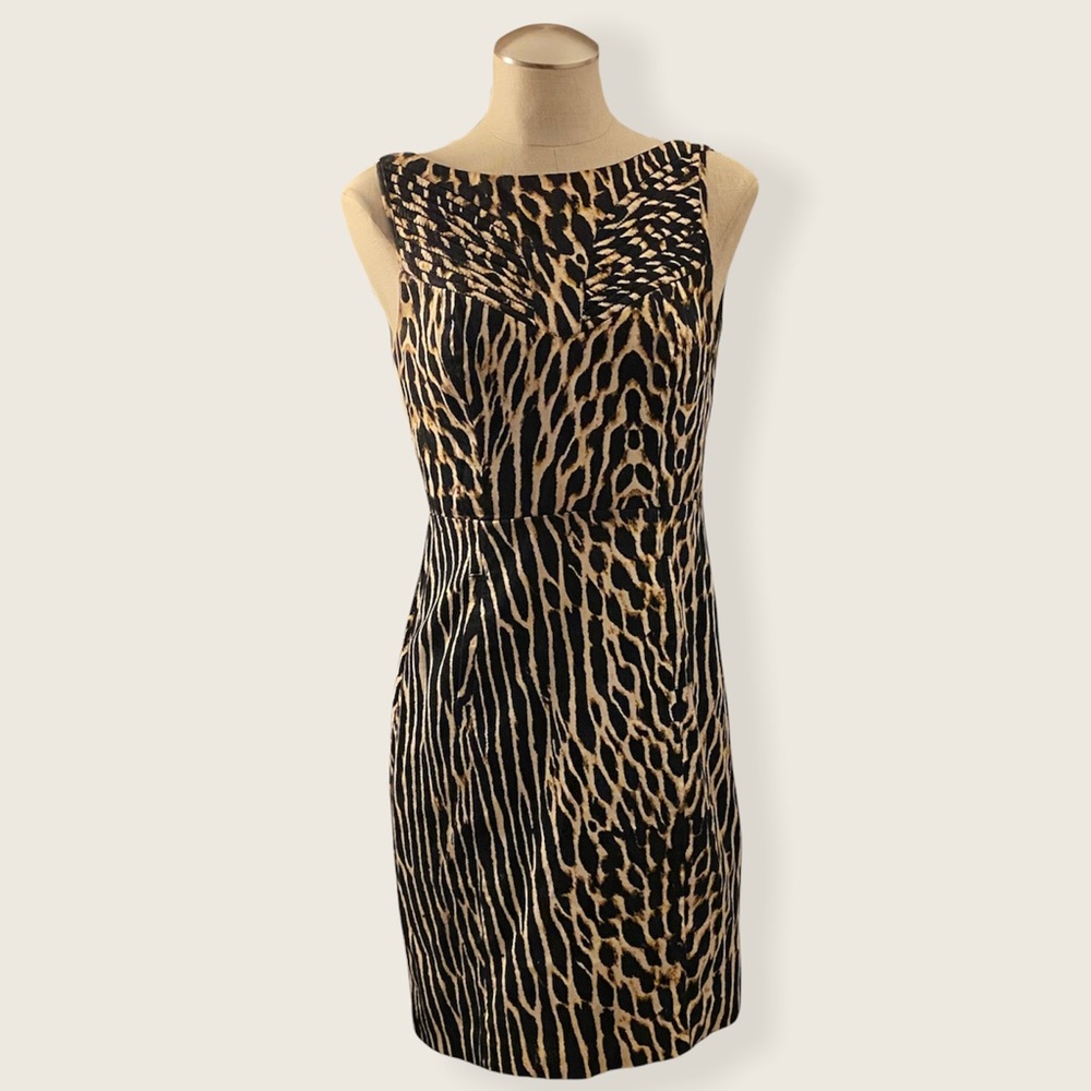 Vince Camuto lined sheath animal print dress size 4